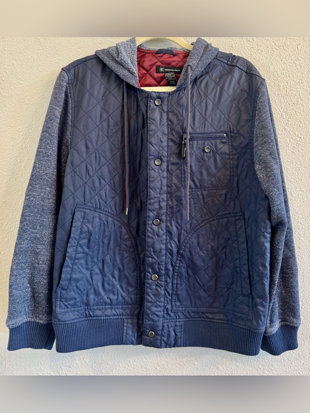 INC International Concepts Blue Quilted Bomber Jacket Navy Men’s Size M